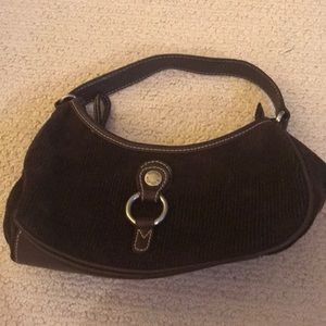 Brown corduroy and leather Tommy Hilfiger purse